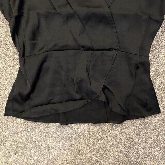 Express Women's Satin Draped Top Size XS Black Long Sleeves Faux Wrap NWT $58 - Picture 10 of 16